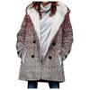 Venda quente transfronteiriça 2023 novo trench coat feminino inverno engrossado estilo europeu e americano folha padrão casaco com capuz atacado