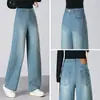 Moda Nueva de Primavera y Otoño para Mujer Jeans de Pierna Ancha Curvos 2026 Adelgazantes Sueltos de Pierna Recta Pantalones Largos Azules
