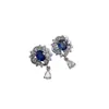 Aretes Transfronterizos de Zafiro Natural para Mujer, Accesorios de Nicho de Alta Gama, Joyería de Plata 925, Tamaño 4*5, Venta Directa de Fábrica