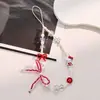 Pingente de urso branco em formato de sino fofo para celulares, chaveiro de câmera CCD, design de corrente adorável e novo, estilo único.
