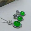 Estilo Igual a Xiaohongshu Colgante de Huevo de Paloma de Jade Hielo Natural Chapado en Plata Cadena para Clavícula de Collar de Jade