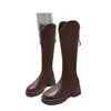 Botas Longas Femininas 2026 Novo Outono/Inverno Solado Grosso Pessoa Baixa Abertura em V Preto Dr. Botas Martens Aumentadoras de Altura Emagrecedoras Botas de Cavaleiro