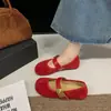 Sapatos Femininos Mary Jane Planos Rasos com Tira no Dedo, Solado Macio, Split Sintético, Estilo Vintage Artístico Retro para Primavera e Outono de 2026