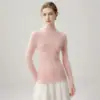 Suéter de Cachemira sin Costuras de una Pieza con Cuello Medio Alto para Mujer, Corte Ajustado, Favorecedor, Tejido de Punto, Otoño/Invierno, Base de Canalé