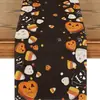 Camino de mesa de Halloween más vendido de Temu transfronterizo, mantel decorativo navideño de lino, alfombrilla de té de gama alta para mueble de TV