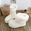 Botas de neve da moda com sola grossa, que aumentam a altura, forradas com fleece e isoladas para mulheres, novo estilo de inverno 2026, versáteis, quentes e antiderrapantes
