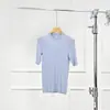 Top de punto redondo de manga corta ajustado y moderno de mezcla de lana y seda Warren Sea Dragon Mona para mujer