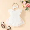 Verano Niña Dulce Sin Mangas Encaje Malla Triangular Falda Flor de Encaje para Recién Nacido Vestido de Culo