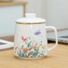 Taza de té, taza de cerámica, separación de té con tapa, filtro, taza de agua de oficina, taza personal especial de porcelana blanca