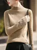 Suéter de Crochê Slim-Fit Alta Elasticidade 100% Lã Pura para Mulheres, Suéter Slim-Fit, Camada Base Tricotada de Gola Alta Outono e Inverno 2026