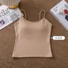 Camisole Acolchoada Estilo Desejo Puro com Tecido Escovado, Camada Interna Longa Slim-Fit Outono Feminina, Top Camisa Base Marrom
