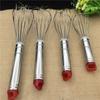 Batidor de Huevos de Acero Inoxidable Cabeza Roja 12 Varillas 27cm- 10pulgadas Utensilios para Hornear Batidor de Huevos para Uso en Cocina
