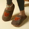 Pantuflas de Algodón con Terciopelo y Acolchado para Otoño e Invierno Baotou Hogar Interior Doméstico Cálido Hogar Antideslizantes Zapatos de Lana y Algodón para Mujer