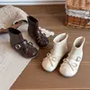 Botas de Piel para Niña 2026 Otoño Nuevo Estilo Retro Moño Moda Coreana Botines Versátiles Estilo Ballet Modernas