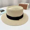 Chapéu de Sol para Praia, Estilo Old Money, Chapéu de Palha Retro Vazado de Topo Reto para Mulheres, Sensação de Luxo de Verão, Estilo de Férias
