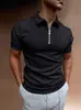 Camisa Polo de Verano para Hombre de Comercio Exterior Transfronterizo Color Sólido Manga Corta Cuello Solapa Camiseta Casual con Cremallera Ropa de Hombre Europea y Americana Verano