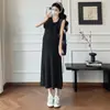 Vestido Largo de Punto Rayado Estilo Perezoso de Verano 2026 para Maternidad, Chal Casual + Vestido Camiseta, Vestido de Lactancia de Mamá de Moda