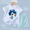 2026 Novo Conjunto Esportivo Fofo para Meninas Verão Roupas de Secagem Rápida Camiseta de Manga Curta de Seda Gelada Shorts Infantis Roupa de Casa 2