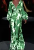 Comercio Exterior 2025 Nuevo Ebay Amazon Moda Transfronteriza Europea y Americana Vestido Sexy Estampado con Cuello en V Suministro al por Mayor
