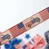 Fita de Dia da Independência Americana Transfronteiriça com Borda de Arame de Ferro, Fita com Estampa de Bandeira dos EUA para Carro, Laço de Fita de Cetim Feito à Mão