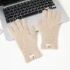 Guantes de punto de lana para mujer de otoño e invierno con contenido de lana, a prueba de frío, cálidos para estudiantes, con muñeca y dedos engrosados