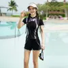 Traje de baño de aguas termales para mujer, verano, bikini de dos piezas tipo boxer, para estudiante, conservador, talla grande, versión deportiva, traje de baño adelgazante que cubre el abdomen