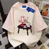 Camiseta de Manga Corta con Cuello Redondo de Estrella Estilo Perezoso de Nicho 100% Algodón para Hombres y Mujeres Verano Holgada Patchwork Top de Estudiante ins