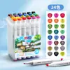 Bolígrafo Marcador Tianhui Transfronterizo de Doble Punta a Base de Aceite Barril Triangular Pincel de Punta Suave Bolígrafo Acuarela Diseño Dibujado a Mano para Niños