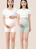 Leggings de Verão para Gestante 2 em 1 Novo Estilo 2026 Suporte para Barriga Finos Anti-Exposição Tamanho Grande Sem Costura Cintura Alta Shorts de Segurança