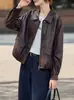 Chaqueta corta de cuero PU moderna y elegante con cuello de solapa para mujer, nuevo modelo primavera/otoño 2026, absolutamente hermosa y súper versátil para figuras petite