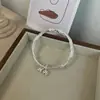 Pulsera de plata maciza de empuje y extracción transfronteriza nueva, pulsera floral de mariposa para mujer, pulsera ajustable de alta calidad para mujer