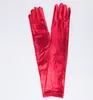 Luvas Elásticas de Couro Envernizado Escuro Femininas 43cm para Trajes de Performance Cosplay Ópera Noturna Transfronteiriça