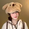 Adorable Peluche de Cachorro Enojado de Dibujos Animados Boina de Invierno Dulce Espesa Estudiante Peludo Cálido Sombrero de Pico de Pato