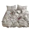 Juego de Cuatro Piezas de Algodón Puro Grado A Materno e Infantil, Estilo Ins Fresco y Sencillo, Apto para Dormir Desnudo, Sábana Bajera y Funda de Edredón 100% Algodón, Juego de Sábanas Ajustables de Tres Piezas para Estudiantes
