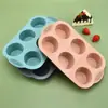 Molde de Silicona para Pastel Listo para Usar del Fabricante, 6 Agujeros Redondos, Molde para Hornear Pasteles Galletas, Molde para Hornear, Utensilios para Hornear