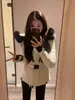 Alta Calidad~2025 Nueva m Mengjia Chaqueta de Plumas para Mujer Cintura Delgada Plumón de Ganso Engrosada Cuello de Piel de Zorro Chaqueta de Esquí Casual