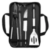 Conjunto de Ferramentas para Churrasco em Aço Inoxidável em Estoque na Fábrica, Utensílios Portáteis para Churrasco ao Ar Livre em Bolsa