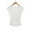 Camiseta de Manga Curta com Decote em V para Mulheres 2026 Verão Novo Estilo Simples e Versátil Elegante Cintura Marcada Afinando Top