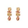 Brincos Geométricos com Cravação Pavé de Diamantes Coloridos da Série Minimalista Fashion, Brilhantes, com Pedras em Toda a Superfície, Tendência Europeia e Americana, Atacado