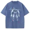 Camiseta Y2K para Hombre, Diseño de Calavera Negra, Estilo Oscuro, Camiseta Pesada Lavada Vintage Harajuku Oversize, Estilo Urbano
