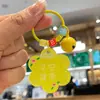 Llavero de texto con lindo patrón floral y mensaje significativo, colgante creativo de acrílico para bolso, accesorio DIY