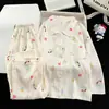 Pijama infantil estilo princesa, de manga larga, para primavera y otoño, con diseño de nube de dibujos animados, hecho de algodón fino, nueva colección 2026, ropa de estar para niñas de verano