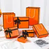 Regalo de Alta Gama Caja de Regalo de Cumpleaños con Tapa, Caja de Regalo para Souvenirs, Caja Vacía Lujosa y Elegante, Naranja Hecha a Medida