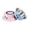 Cuenco de acero inoxidable para mascotas con impresión antideslizante transfronteriza, vajilla para gatos y perros, cuenco de agua potable, cuenco de alimentación de alimentos de gran capacidad, venta al por mayor