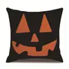 Funda de almohada de lino para Halloween, funda de cojín para reposacabezas impresa