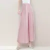 Pantalones de pierna ancha Miyake Verano para mujer Caída de tela Alto nivel Delgado Combinan con todo Casuales Cintura suelta Pantalones plisados Pantalones tipo falda holgados