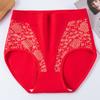 Año de nacimiento ropa interior roja algodón para mujer cintura alta Año del Dragón personas de mediana edad y mayores talla grande shorts de algodón festivo