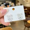 Pendientes de Corazón con Lazo Super Brillantes Estilo Coreano con Circonitas Microincrustadas Colgantes de Oreja de Corazón Melocotón, Pendientes de Botón con Forma de Corazón Dulces y Versátiles para Mujer
