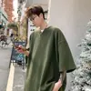 Camiseta de Manga Corta con Cuello en V Texturizado para Hombre Verano 2025 Drapada Tendencia Marca Estilo Hong Kong Talla Grande Holgada Camiseta de Media Manga Superior