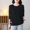 Suéter Tricotado de Novo Estilo para Mulheres, Casual com Costelas Versátil Elegante Fenda Artístico Gola Redonda Solto Tamanho Plus Outono e Inverno